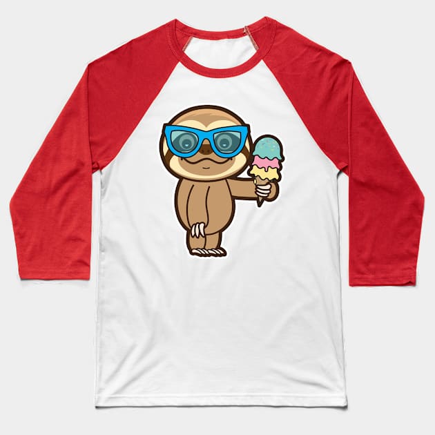 Sloth Summer!! Baseball T-Shirt by Plushism